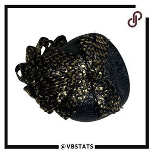 Don Anderson Black Straw Hat with Gold and Black Ribbon Design